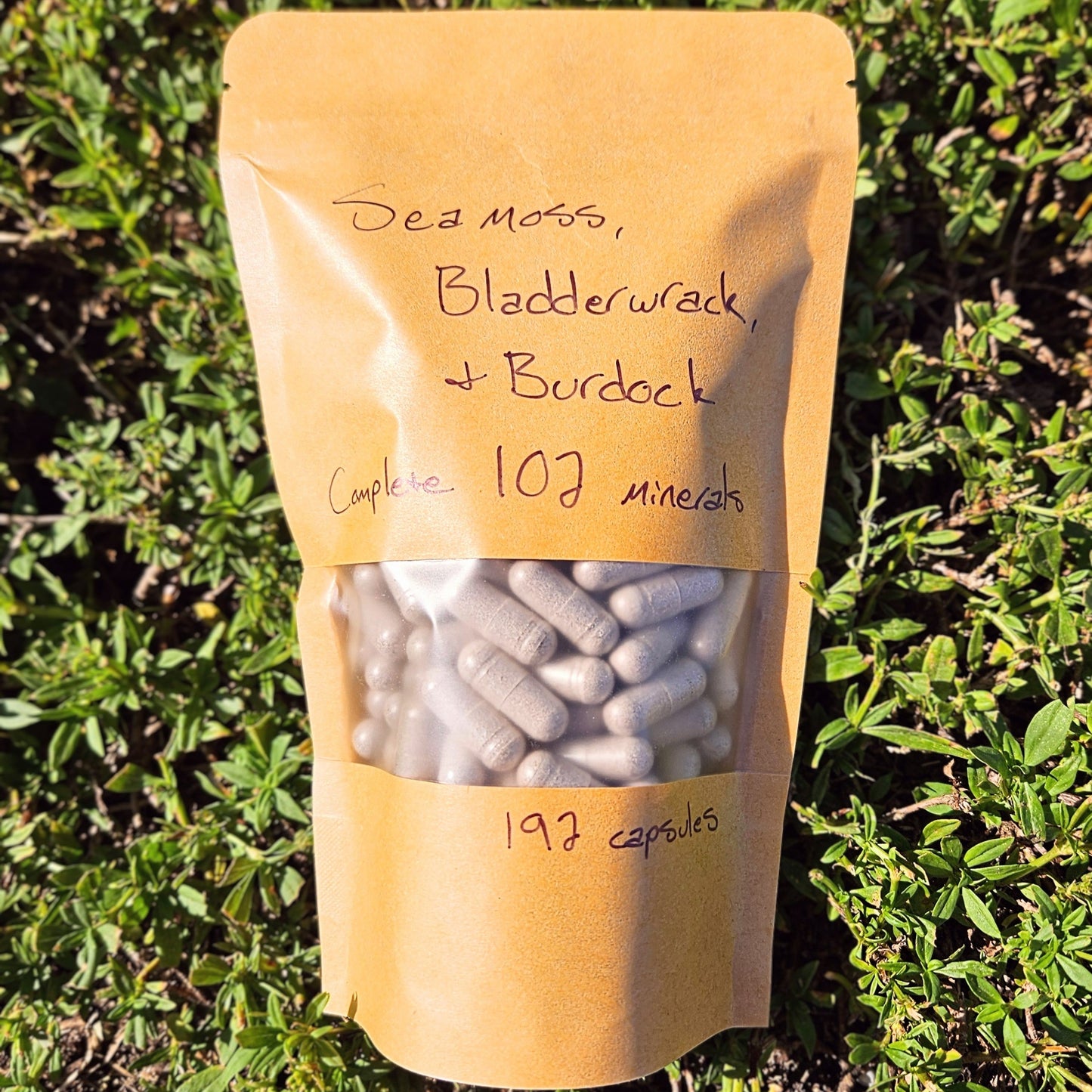 Sea Moss, Bladderwrack, and Burdock Root Capsules - Complete 102 Mineral Formula, 850mg per capsule